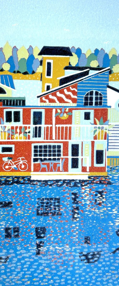 Red House on the Water by Nathalie Pymm Art