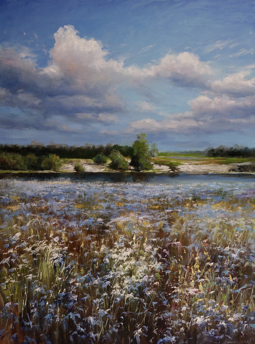 Impressionistic Landscape Oil Painting By Gennady Vylusk, 24 X 31, Song Of The Ukrainian Field, Original Artwork