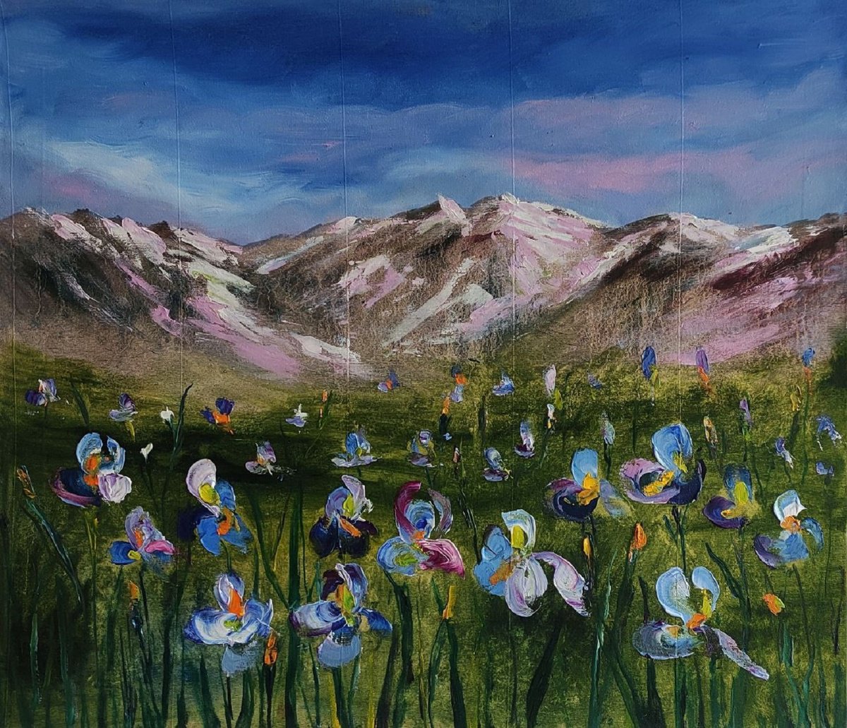 Flowers at Pink Mountains by VedrinaArt