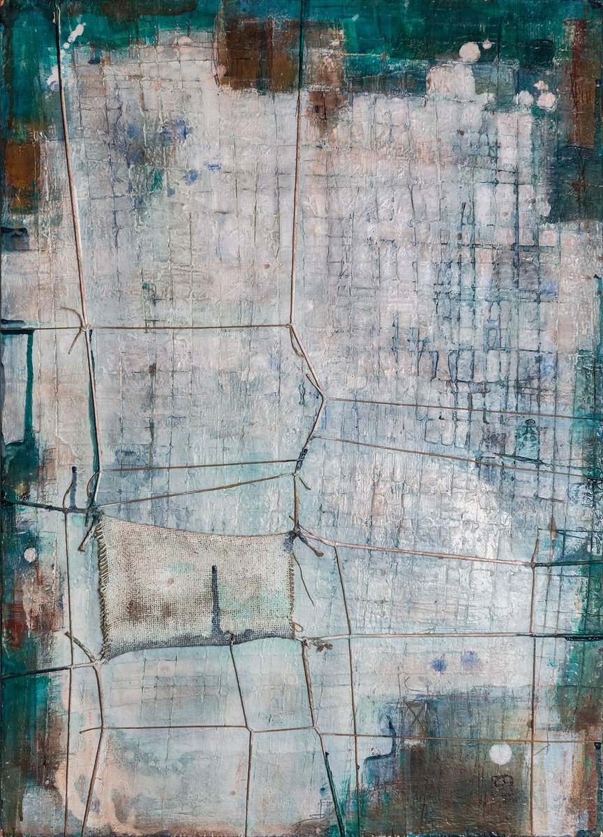 Abstract Acrylic Painting By Matteo Cecchinato, 20 X 28", Senza Titolo, Original Artwork