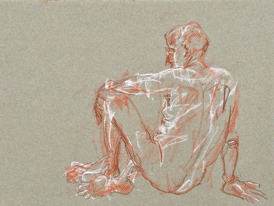 Casual Sepia- male nude