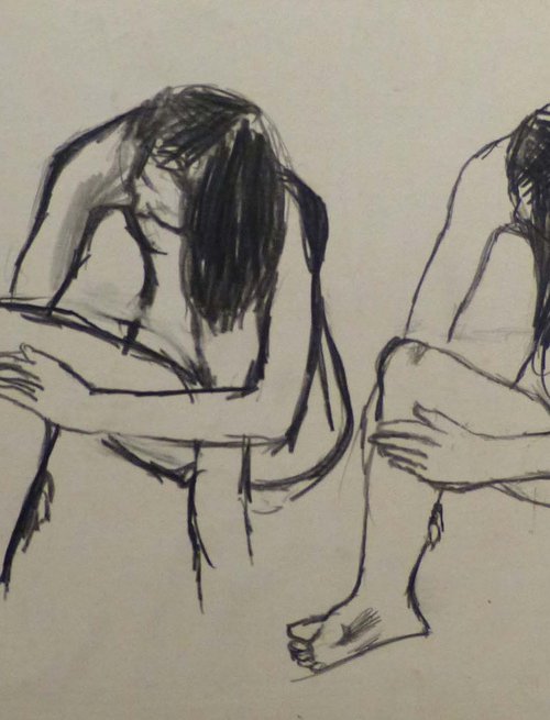 The Nude Study, life sketch on two sides 32x19 cm ESA by Frederic Belaubre