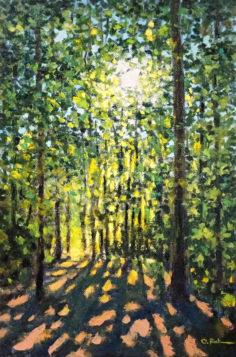 Impressionistic Landscape Oil Painting By Oleh Rak, 16 X 24", May Forest, Original Artwork