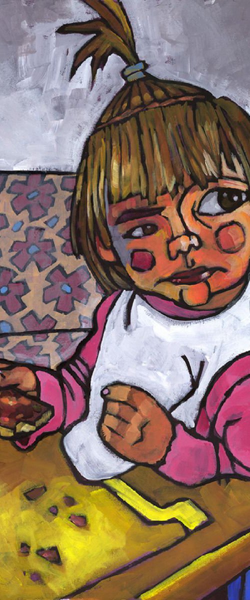 Baby with Pizza by Douglas Simonson