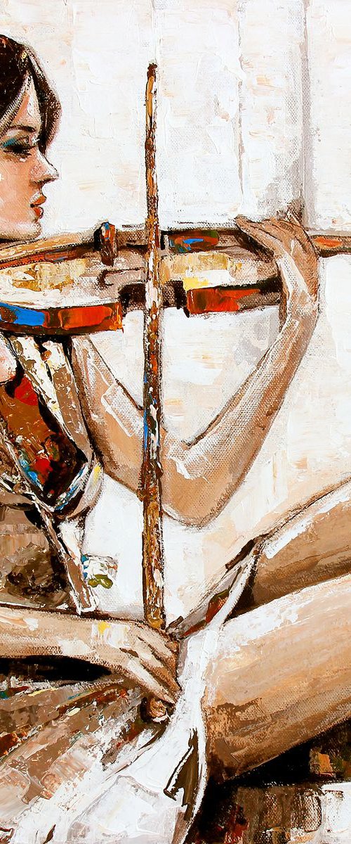 The Music of Heartbeat   size 18X18 inch (modern art) by ARTIST GURDISH  PANNU