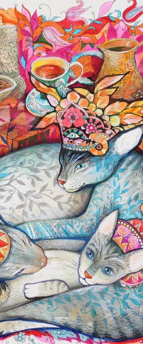 Turkish Coffee and Cats by Oxana Zaika