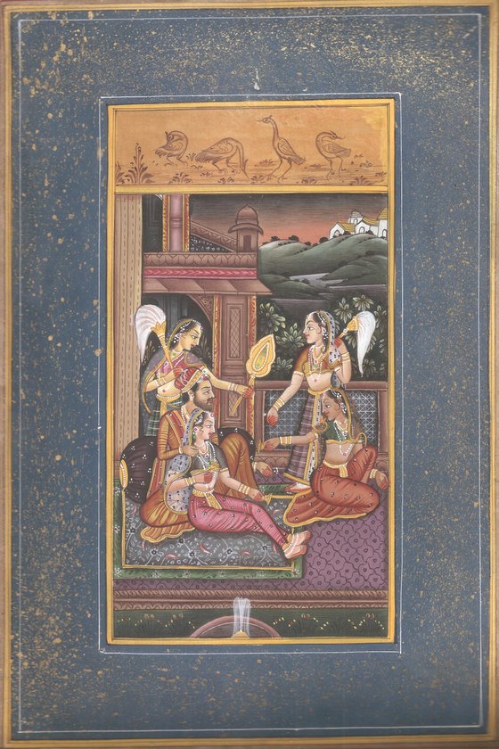 Mughal Love Scene Miniature Painting