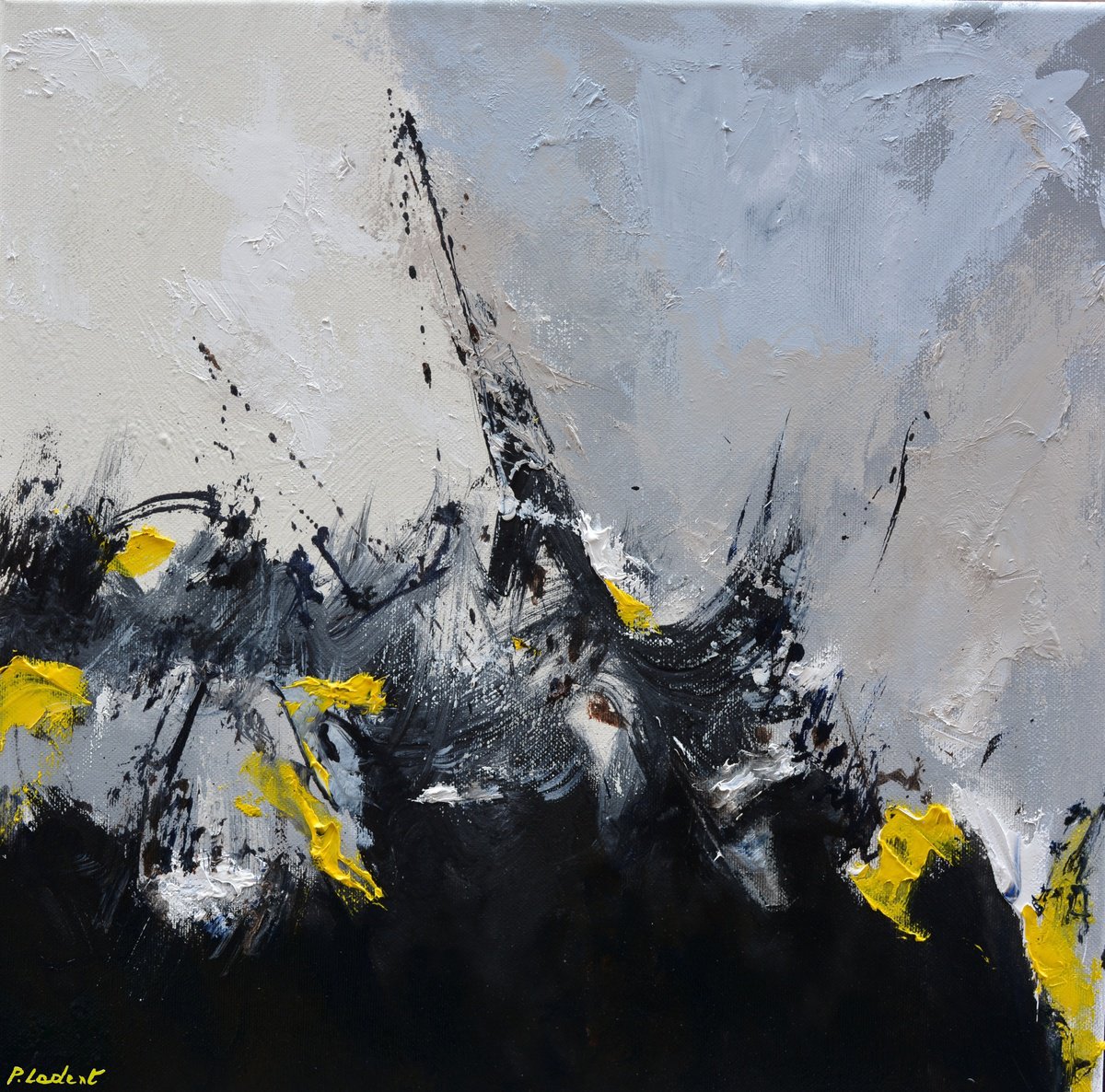 Abstract Oil Painting By Pol Henry Ledent, 16 X 16", Le Bateau Ivre, Original Artwork