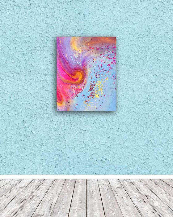 "Blowing Bubbles" - SPECIAL Valentine's Day Price + FREE USA SHIPPING - Original Abstract PMS Fluid Acrylic Painting - 16 x 20 inches