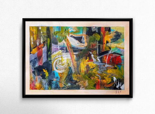 Abstract Original Painting On Unframed A3 Paper. by Retne