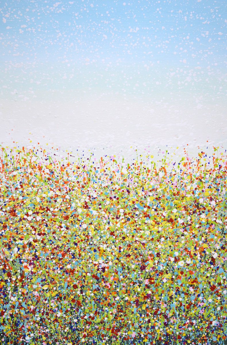 Expressive Landscape Acrylic Painting By Iryna Kastsova, 31 X 47, Magic Field 3., Original Artwork