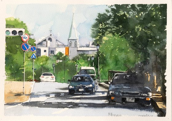 Church View Ashiya - 30x20cm Sketch