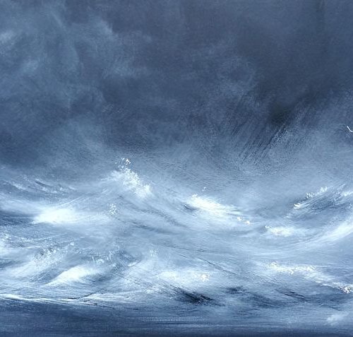 Seascape, Wild and Free - Art, monochrome by Mel Graham