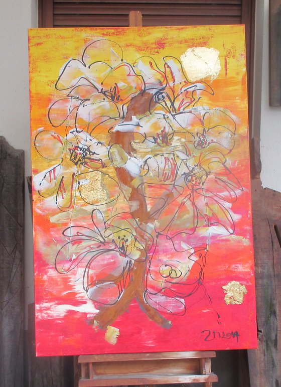 Flower Rust Mixed Media OilPiainting