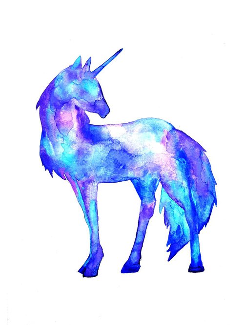 Unicorn, watercolor by Luba Ostroushko