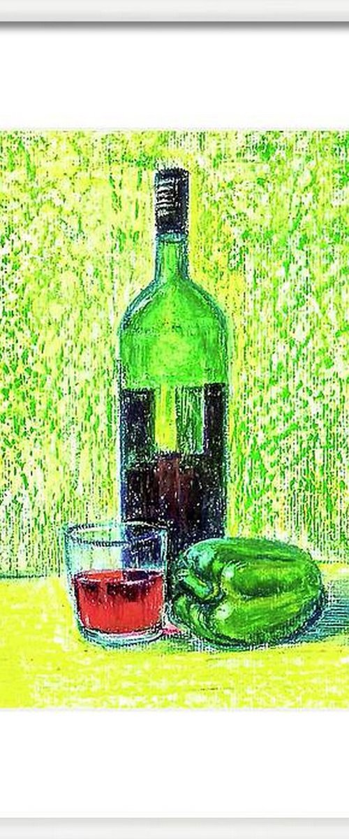 Green Wine Bottle by Asha Shenoy