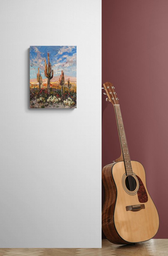 Cactus Desert at Sunset