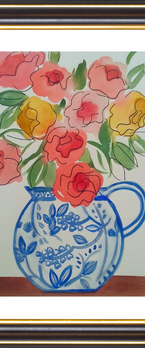 Summer Flowers in a Chinese Vase IV by Jan Rippingham