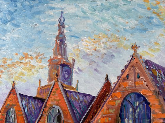 Old Church of Amsterdam Canal View