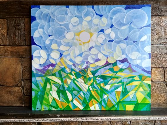Morning (80x90cm, cubism, oil painting, ready to hang)