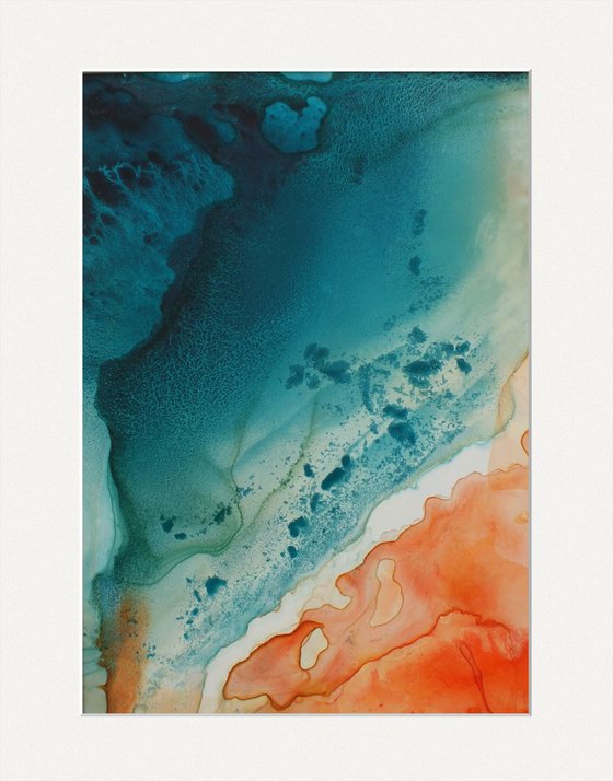 Saltwater: Aerial Coastline no.1. Mounted ready to frame.