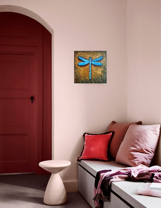 Blue dragonfly, 40x40 cm.