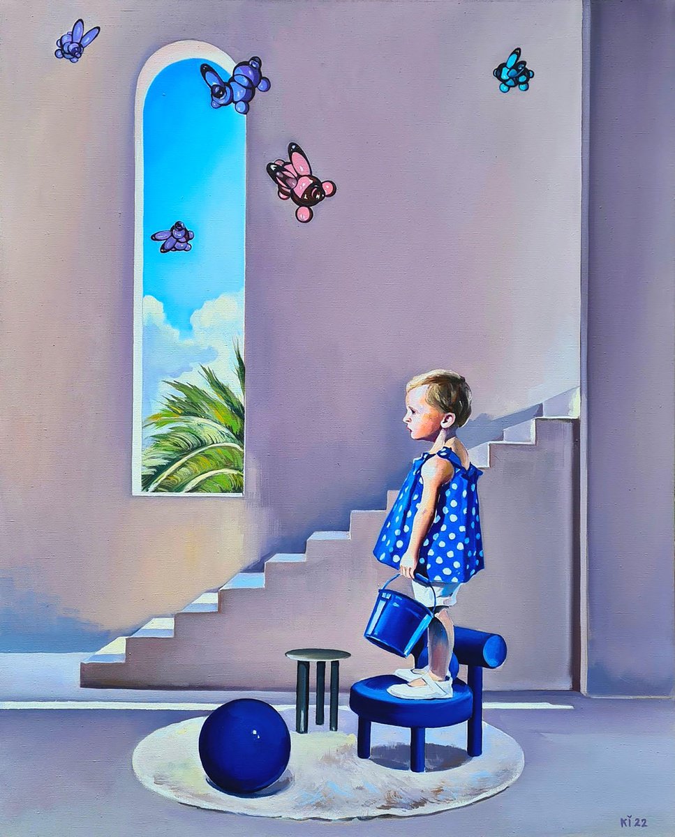 Impressionistic Portrait Oil Painting By Igor Konovalov, 35 X 43, I Want To Go Home, Original Artwork