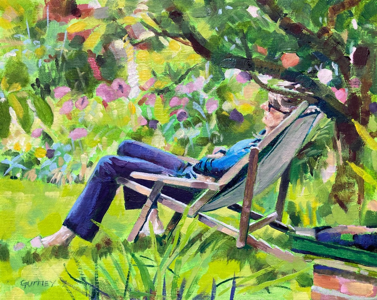 Impressionistic Botanical Oil Painting By Paul Gurney, 10 X 8", Garden Snooze, Original Artwork