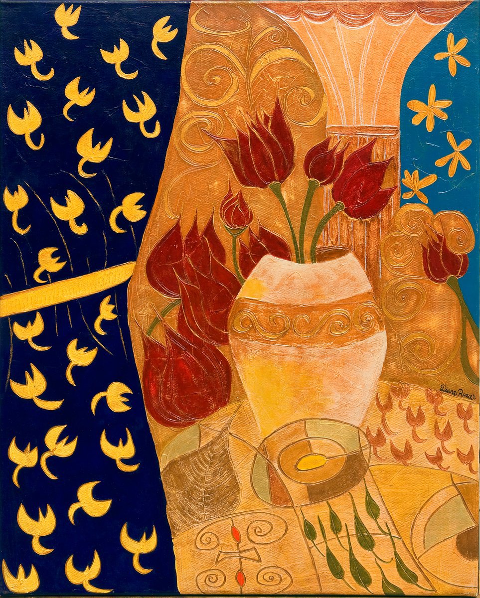 Surrealistic Acrylic Painting , Interior With Vases By Diana Rosa, 24 X 30, Artwork For Sale On Artfinder