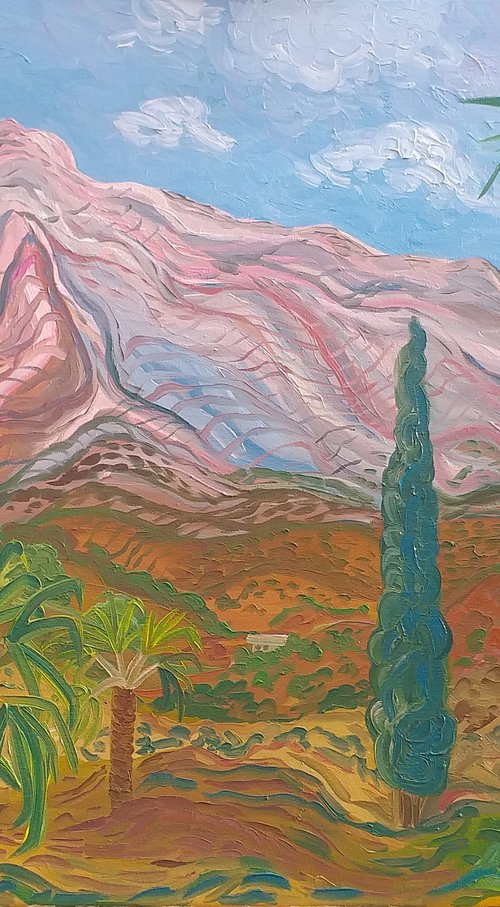 La Concha view with palm trees by Kirsty Wain