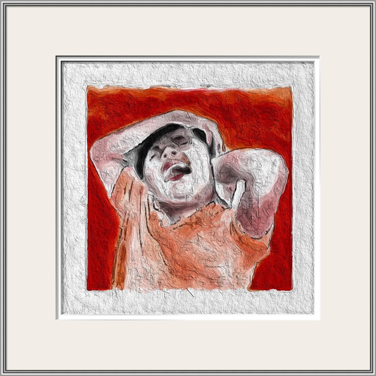 Abstract Portrait Giclee Print By Shabs Beigh, 20 X 20", Scream 1, Original Artwork