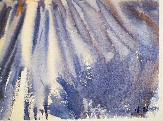 Lavender field in Provence. Medium watercolor pastel drawing bright colors France