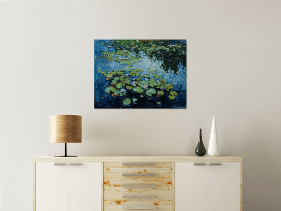 Water Lilies - Impasto Original Oil painting