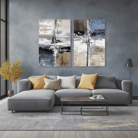 Neutral Beige Blue Large