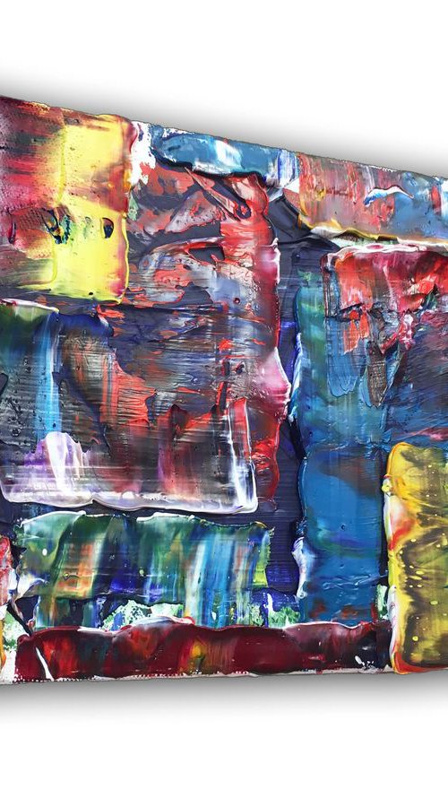 "Under The Covers" - Original Small Textured PMS Abstract Oil Painting On Canvas - 10" x 8" by Preston M. Smith (PMS)