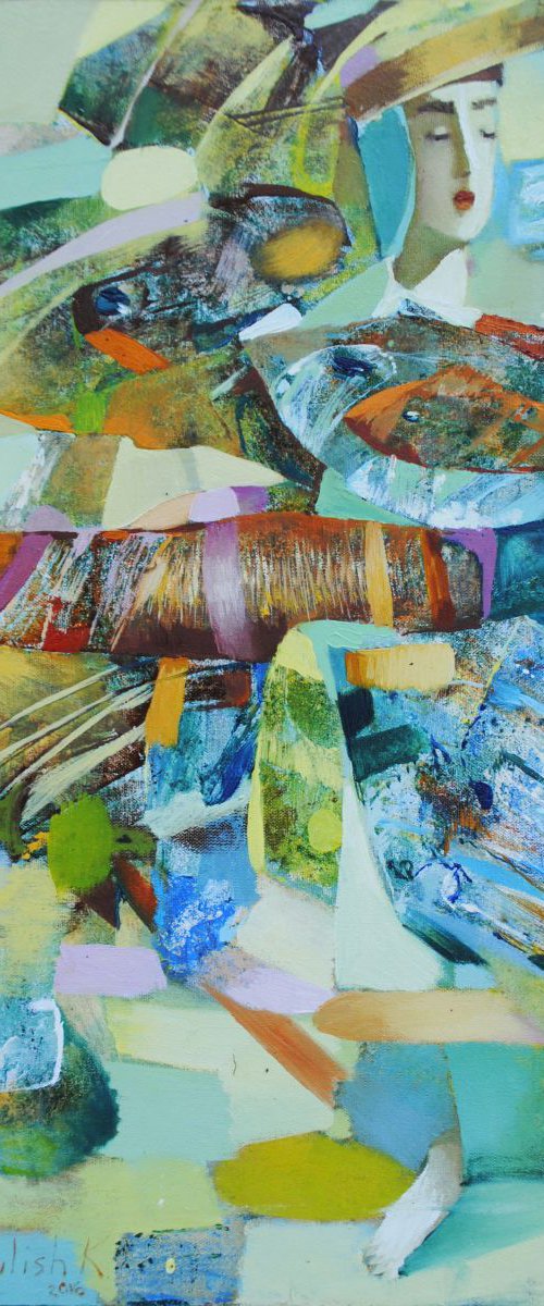 Abstract oil painting  "Shut your eyes and you will see"by artist Каte К.ulish blue ivory by Kate Kulish