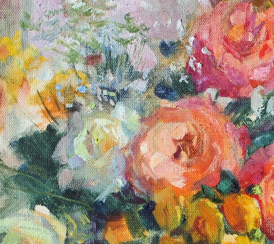 A bouquet of garden roses