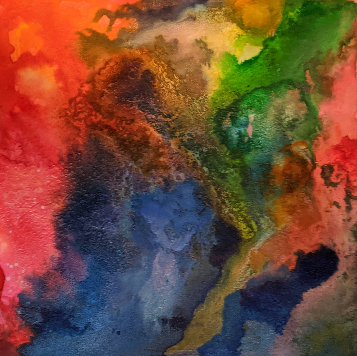 Abstract Painting By Shelli Finch, 12 X 12", Pink Flower Moon, Original Artwork