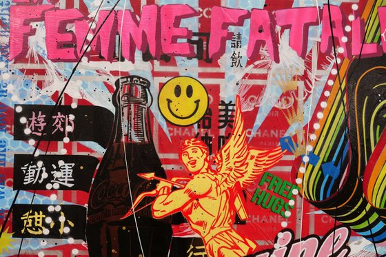 Bullets of Love 160cm x 100cm Geisha Assassin Textured Urban Pop Art