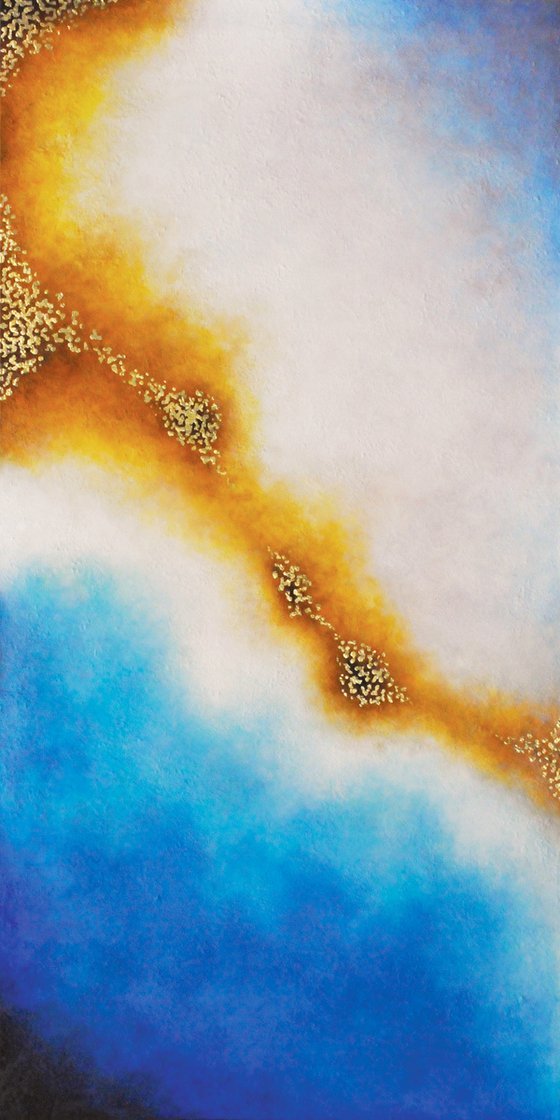 Golden Drops on Canvas 120×60 cm