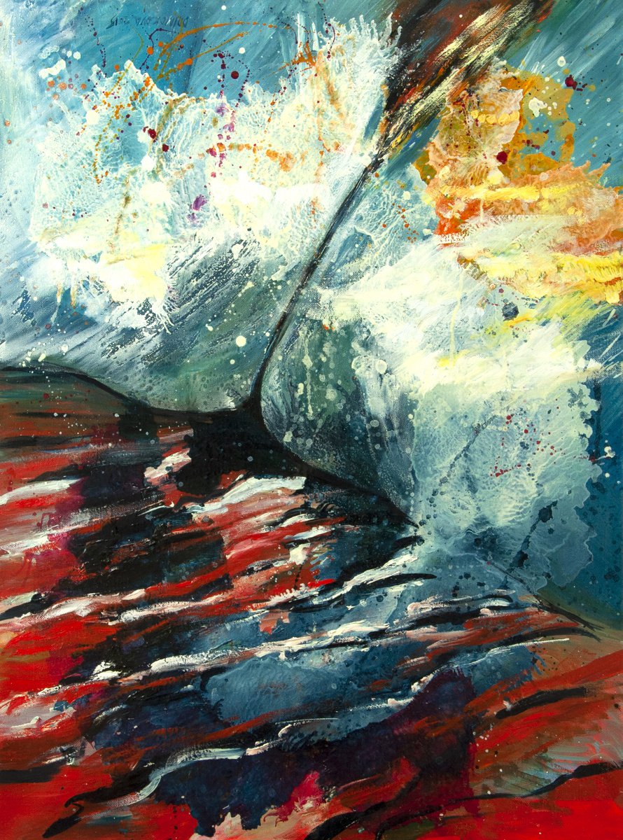 Organic Abstract Oil Painting By Valda Rose Art Gallery, 24 X 32", The World Of Illusions, Original Artwork