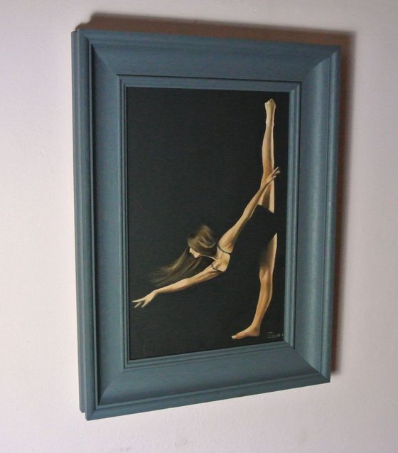 Dancer in the Dark, Ballet Shoes, Ballet Painting, Ballerina, Dance, Framed and Ready to Hang
