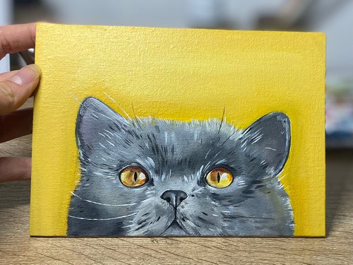 Peek a boo. Cat oil painting by Bethany Taylor