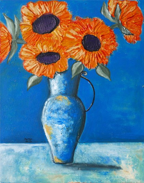 Orange Sunflowers by Teodora Totorean