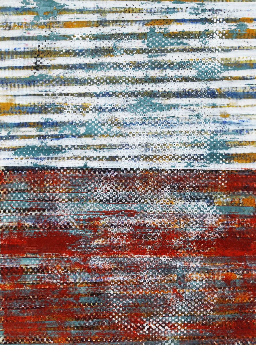 Abstract Acrylic Painting By Petr Strnad, 14 X 19", Nameless Space 3, Original Artwork