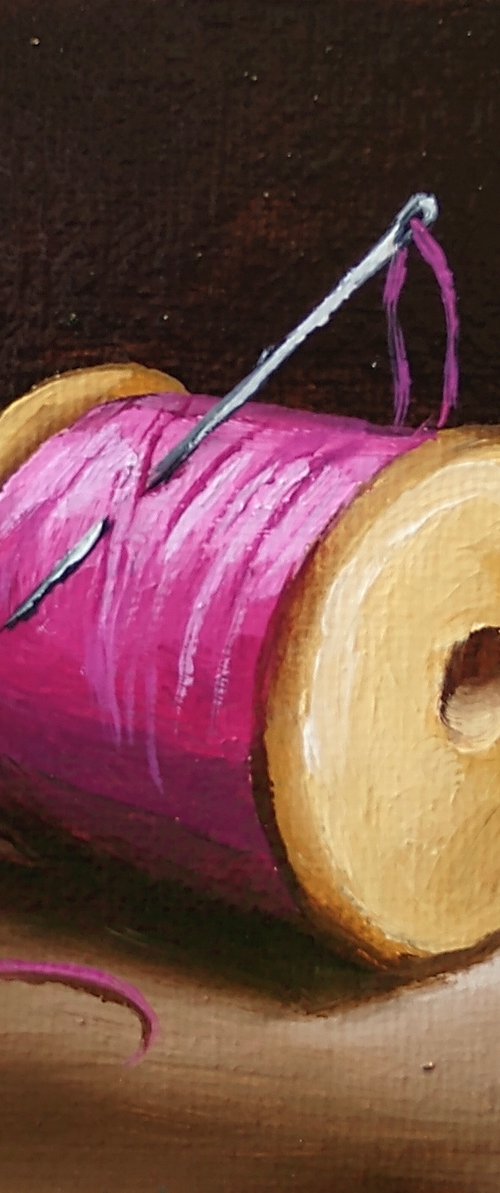 Little pink cotton reel #2 still life by Jane Palmer Art