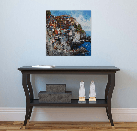 RESERVED for Chris - Manarola village #2 - Italian Landscape painting