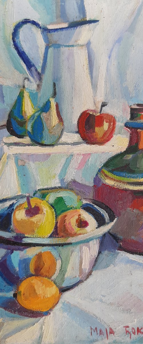 Still life in white, miniature by Maja Đokić Mihajlović