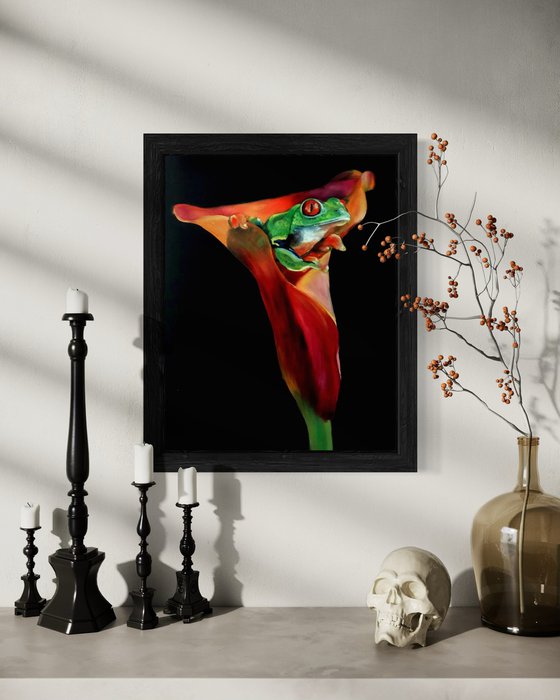 Treefrog in Calla Lily