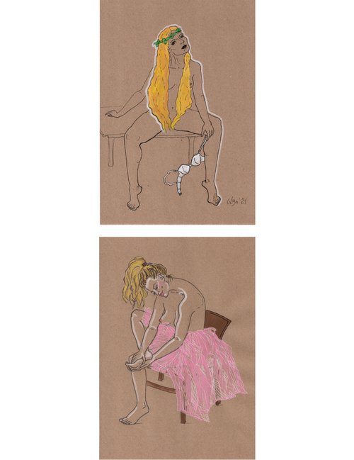 Set of 2 Nude women by Olga Ivanova